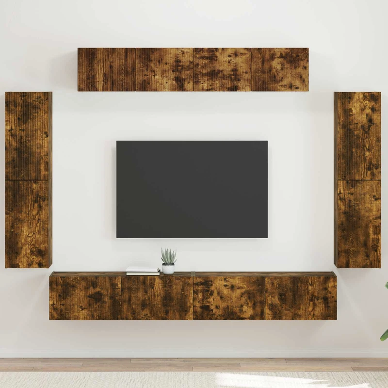 TV Cabinet 8 pcs Smoked Oak Engineered Wood