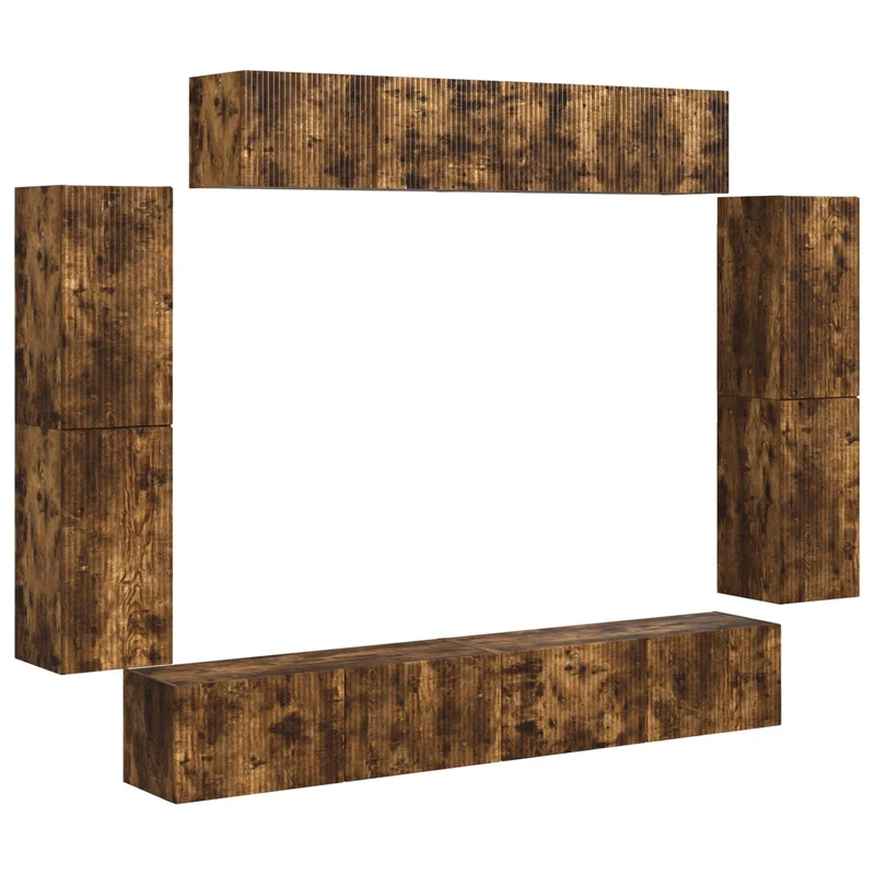 TV Cabinet 8 pcs Smoked Oak Engineered Wood