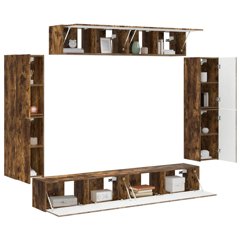 TV Cabinet 8 pcs Smoked Oak Engineered Wood