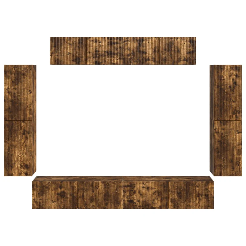 TV Cabinet 8 pcs Smoked Oak Engineered Wood