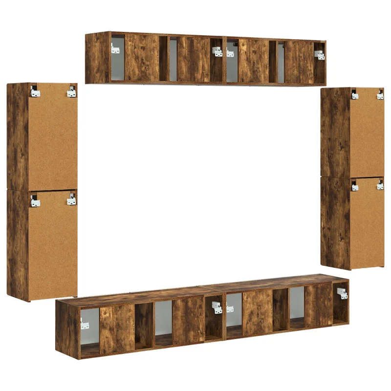 TV Cabinet 8 pcs Smoked Oak Engineered Wood
