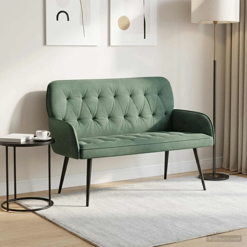 2 Seater Sofa with Metal Legs 2-Seater Sea Green Velvet
