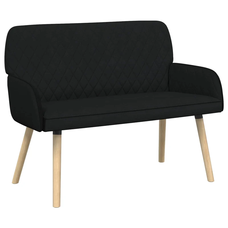 2 Seater Sofa with Solid Wood Legs 2-Seater Black Linen Fabric