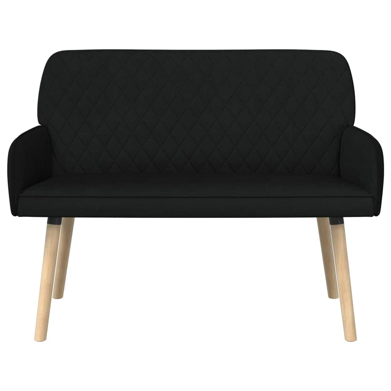 2 Seater Sofa with Solid Wood Legs 2-Seater Black Linen Fabric