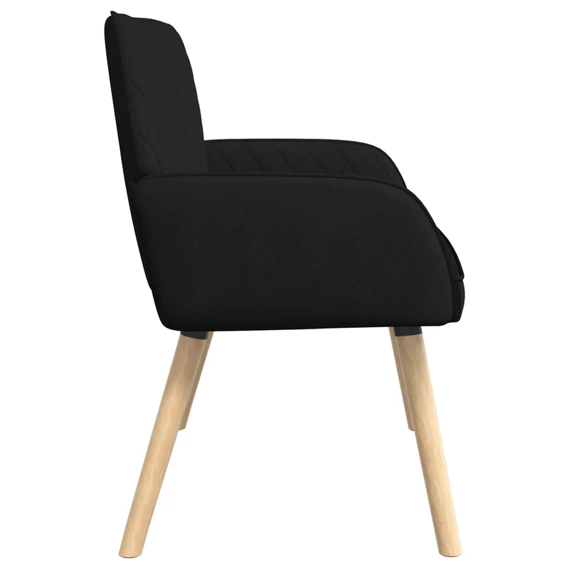 2 Seater Sofa with Solid Wood Legs 2-Seater Black Linen Fabric