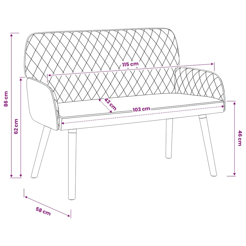 2 Seater Sofa with Solid Wood Legs 2-Seater Wine Red