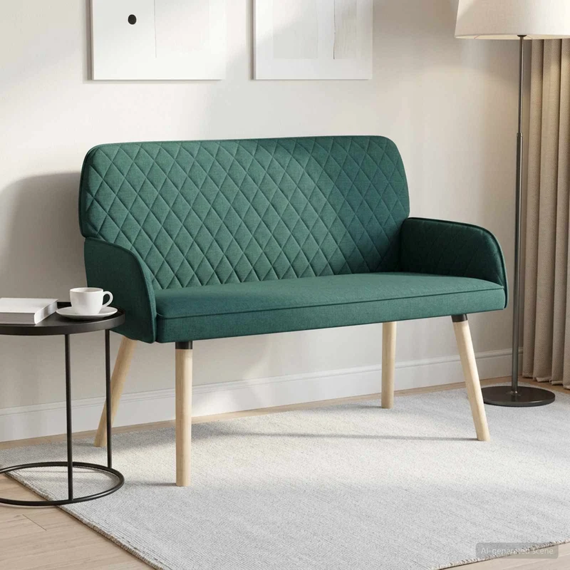 2 Seater Sofa with Solid Wood Legs 2-Seater Dark Green