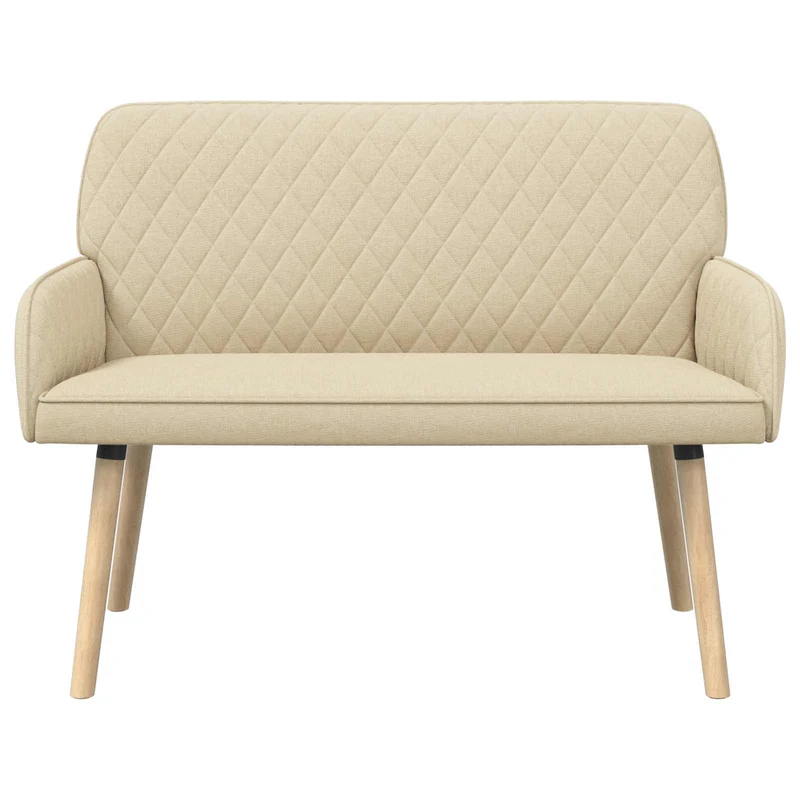 2 Seater Sofa with Solid Wood Legs 2-Seater Cream Linen Fabric