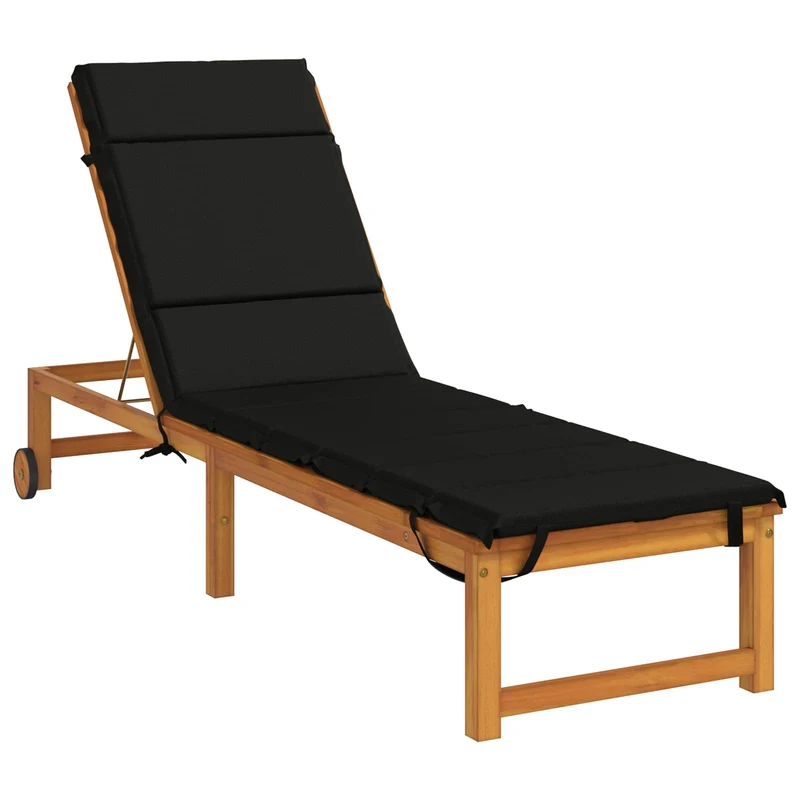 Sunlounger Cushion GEMERT 100% Polyester Black 200 x 55 x 3 cm