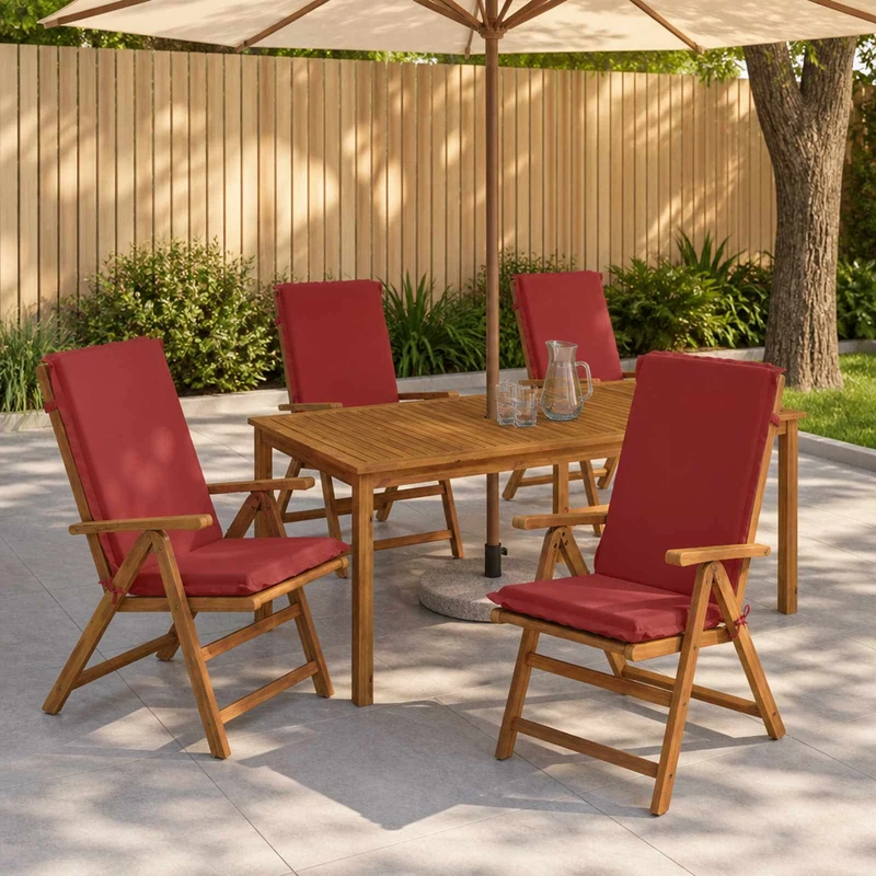 High Back Chair Cushion GEMERT 4 pcs 100% Polyester Wine Red
