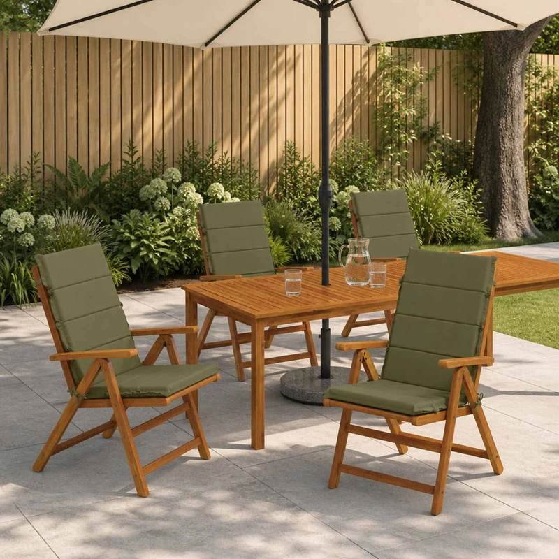 High Back Chair Cushion GEMERT 4 pcs 100% Polyester Olive Green