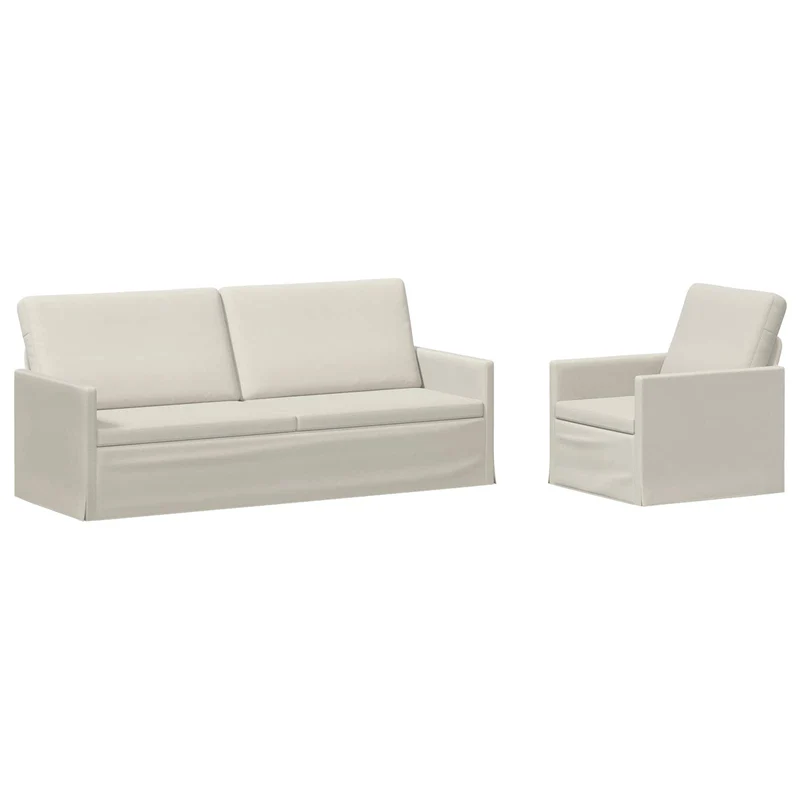 Sofa Set 2 pcs Cream Velvet