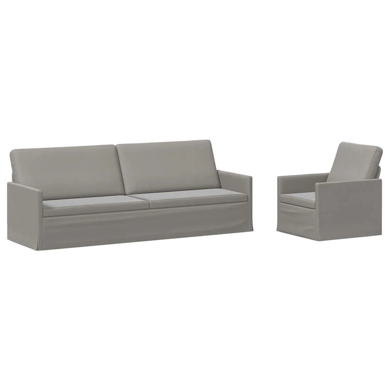 Sofa Set 2 pcs Light Grey Velvet