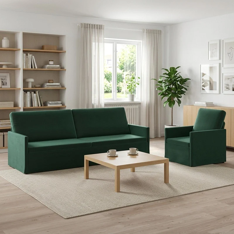 Sofa Set 2 pcs Dark Green Velvet