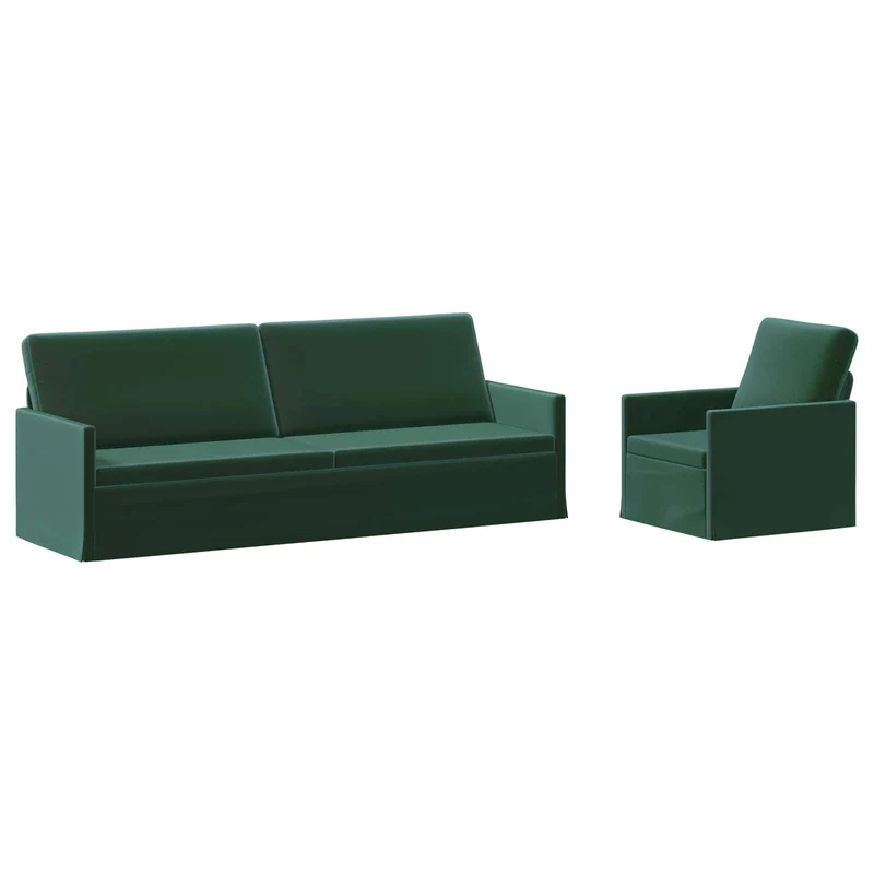 Sofa Set 2 pcs Dark Green Velvet