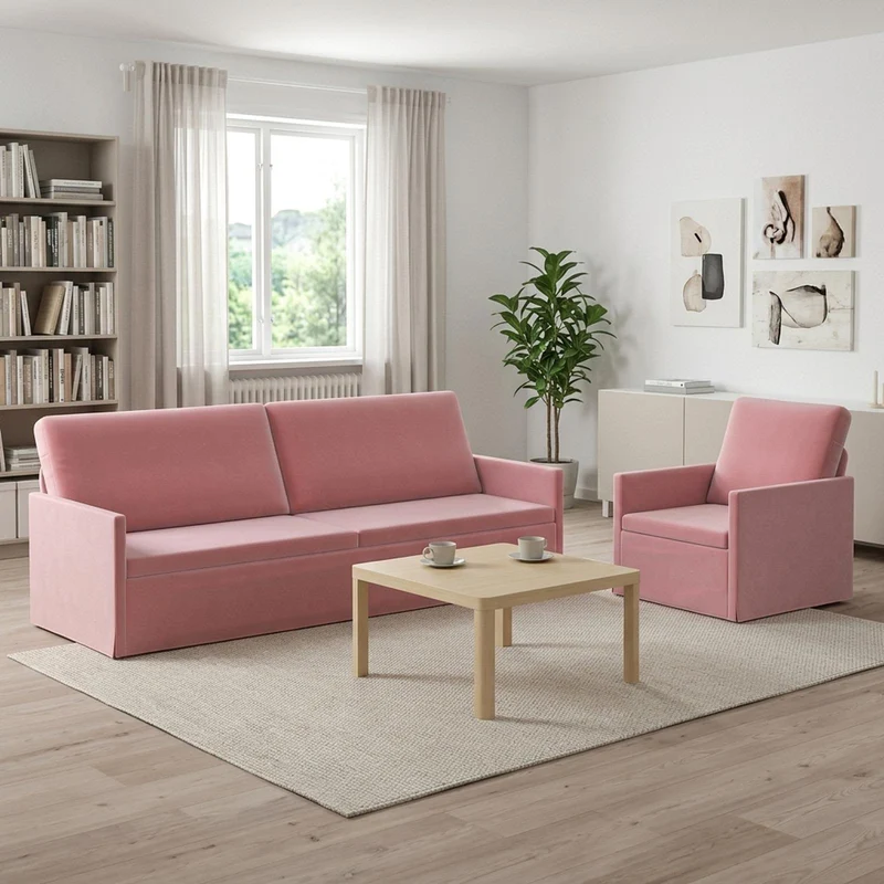 Sofa Set 2 pcs Pink Velvet
