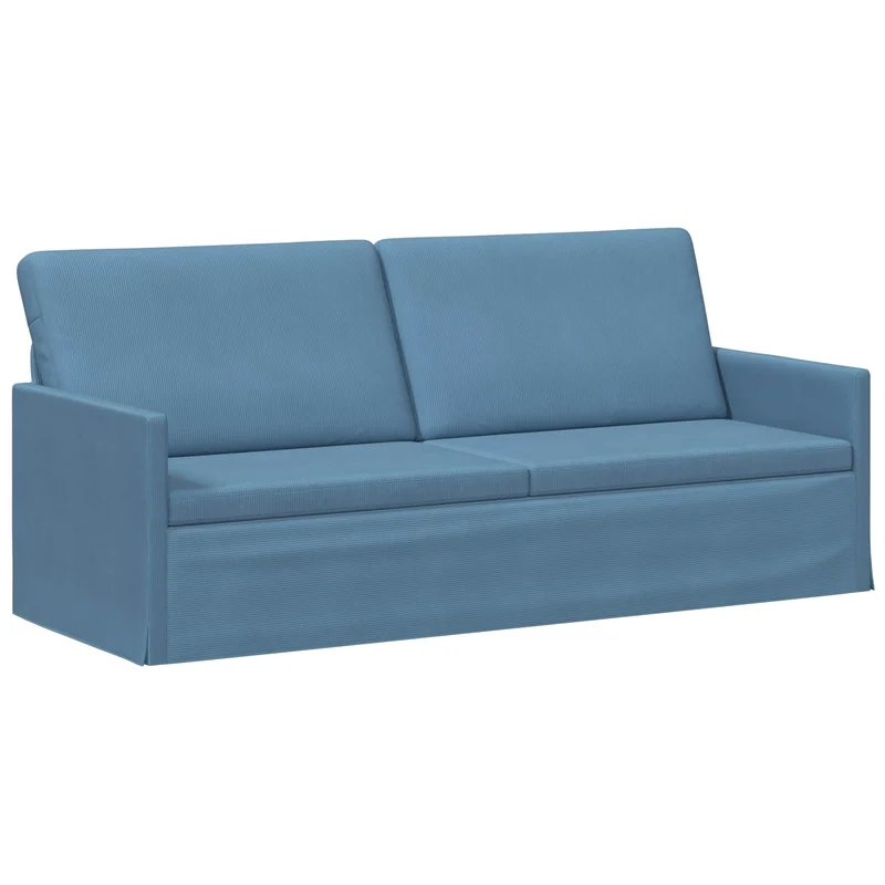3 Seater Sofa Blue 190 x 81 x 82 cm Corduroy Fabric