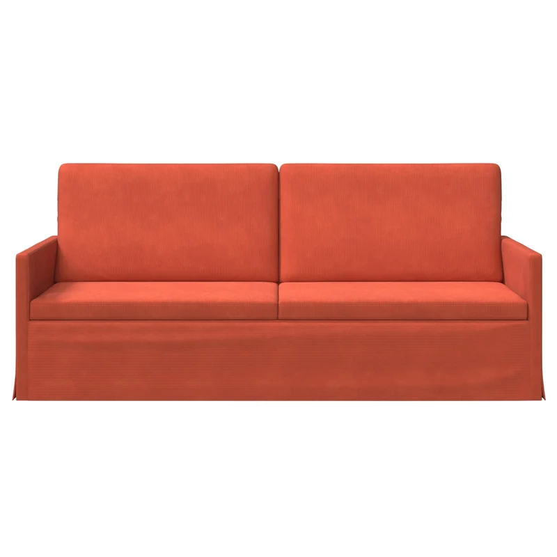 3 Seater Sofa Red Orange 190 x 81 x 82 cm Corduroy Fabric