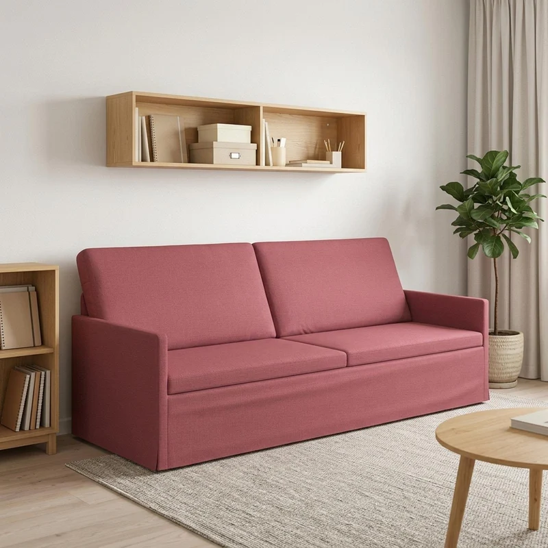 3 Seater Sofa Wine Red 220 x 81 x 82 cm Fabric