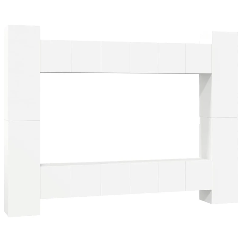 10 Piece TV Cabinet Set White Engineered Wood