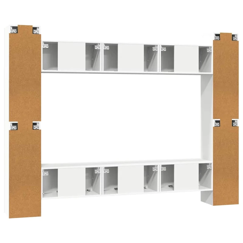 10 Piece TV Cabinet Set White Engineered Wood