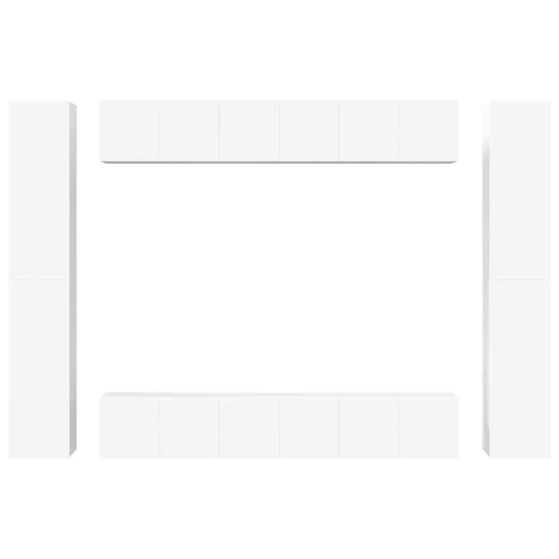 10 Piece TV Cabinet Set White Engineered Wood