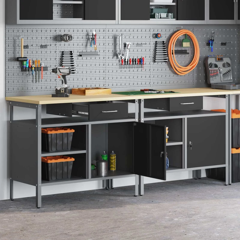 Work Bench Set 2 pcs Black Steel