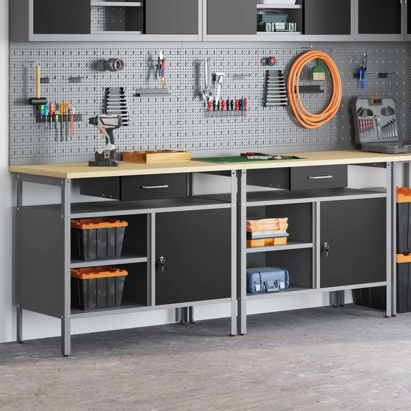 Work Bench Set 2 pcs Black Steel