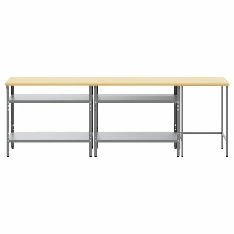 Work Bench Set 3 pcs Beige and Grey Powder-Coated Steel