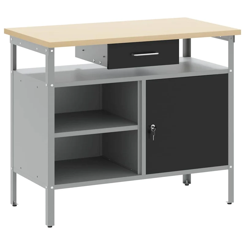 Work Bench with Drawer Black and Grey 100 x 55 x 85 cm