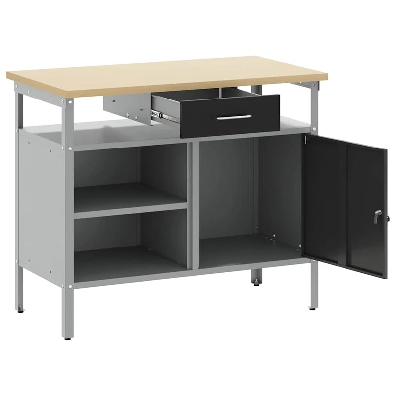 Work Bench with Drawer Black and Grey 100 x 55 x 85 cm