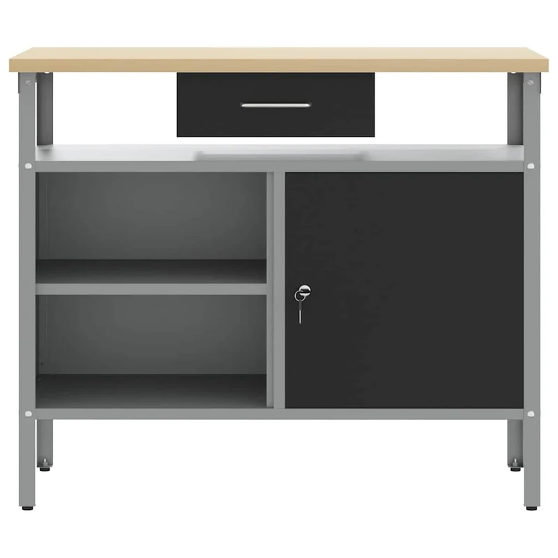 Work Bench with Drawer Black and Grey 100 x 55 x 85 cm
