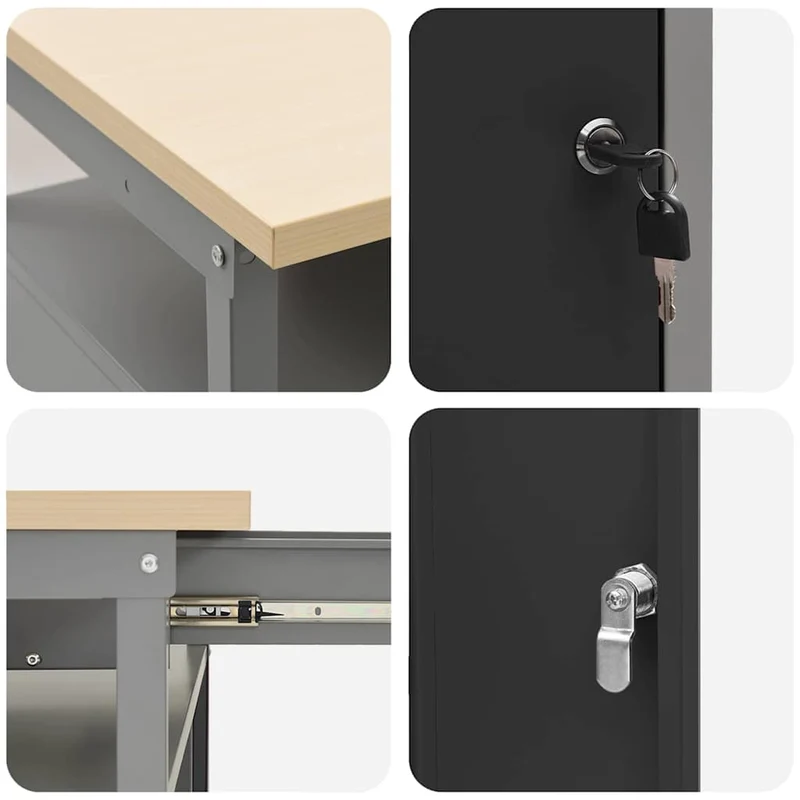 Work Bench with Drawer Black and Grey 100 x 55 x 85 cm