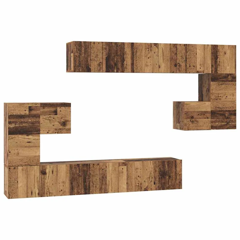 TV Cabinet Set 10 pcs Old Wood Engineered Wood