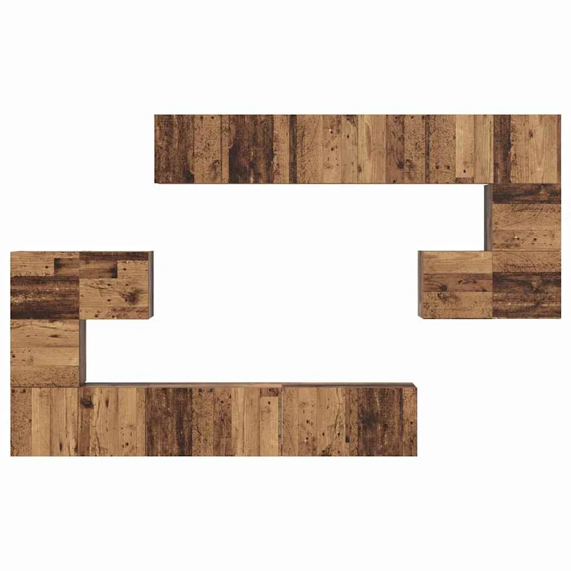 TV Cabinet Set 10 pcs Old Wood Engineered Wood