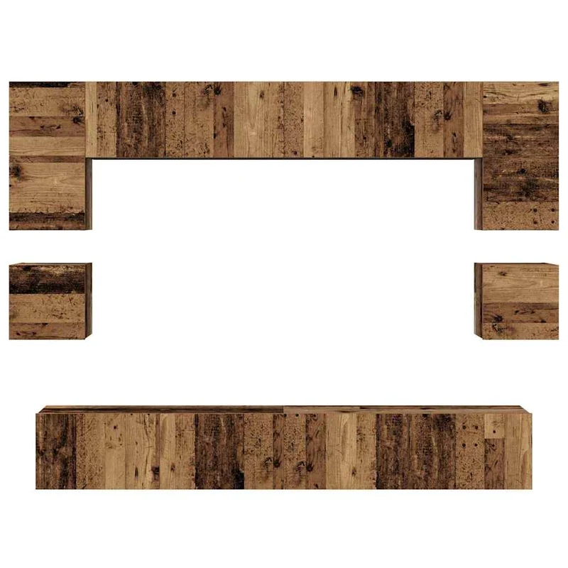 TV Cabinet Set 8 pcs Old Wood Engineered Wood