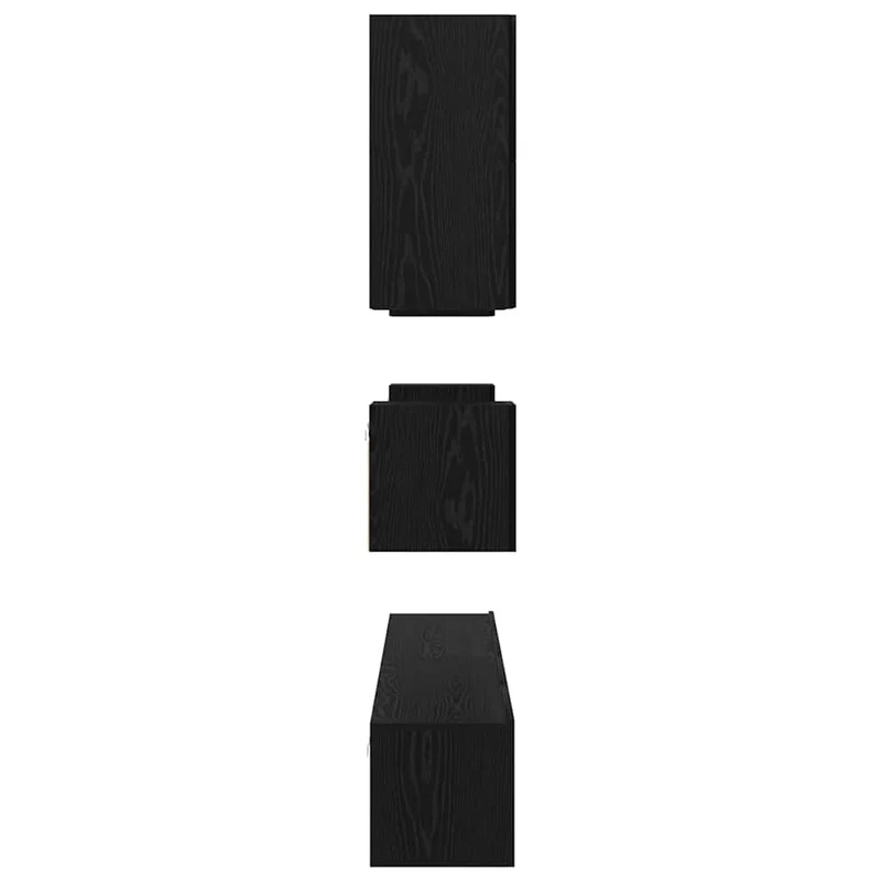 TV Cabinet Set 8 pcs Black Oak Engineered Wood
