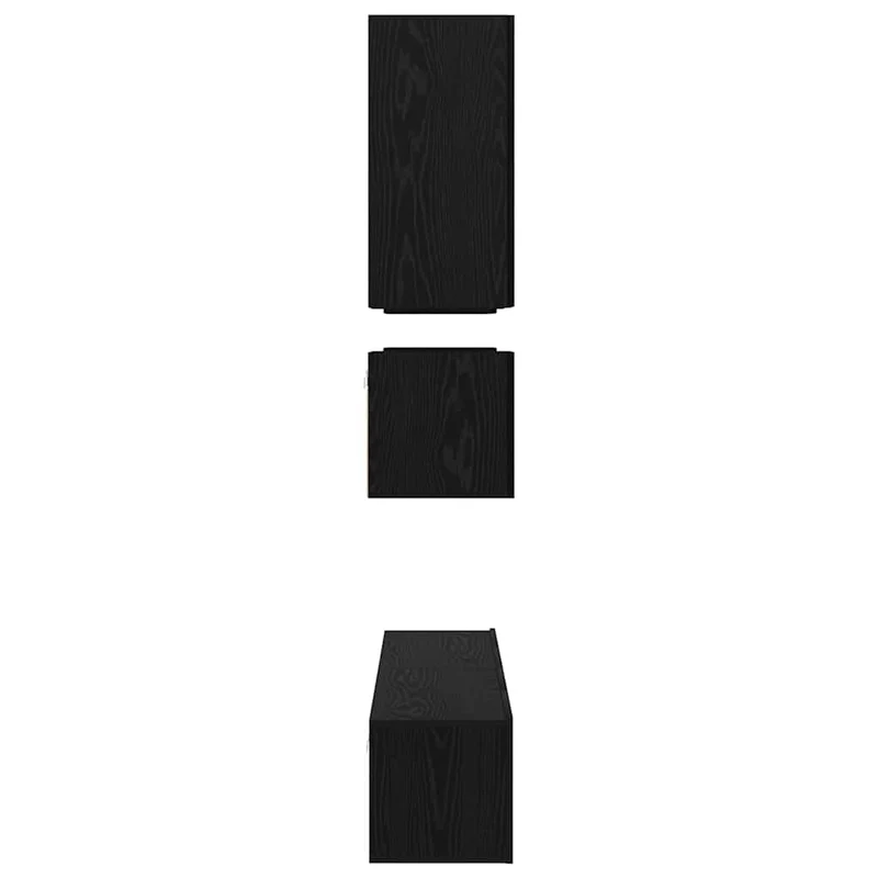TV Cabinet Set 8 pcs Black Oak Engineered Wood