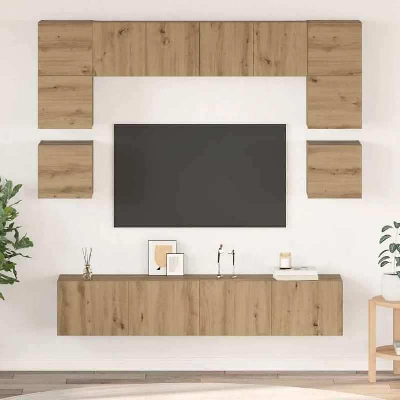 TV Cabinet Set 8 pcs Artisan Oak Engineered Wood