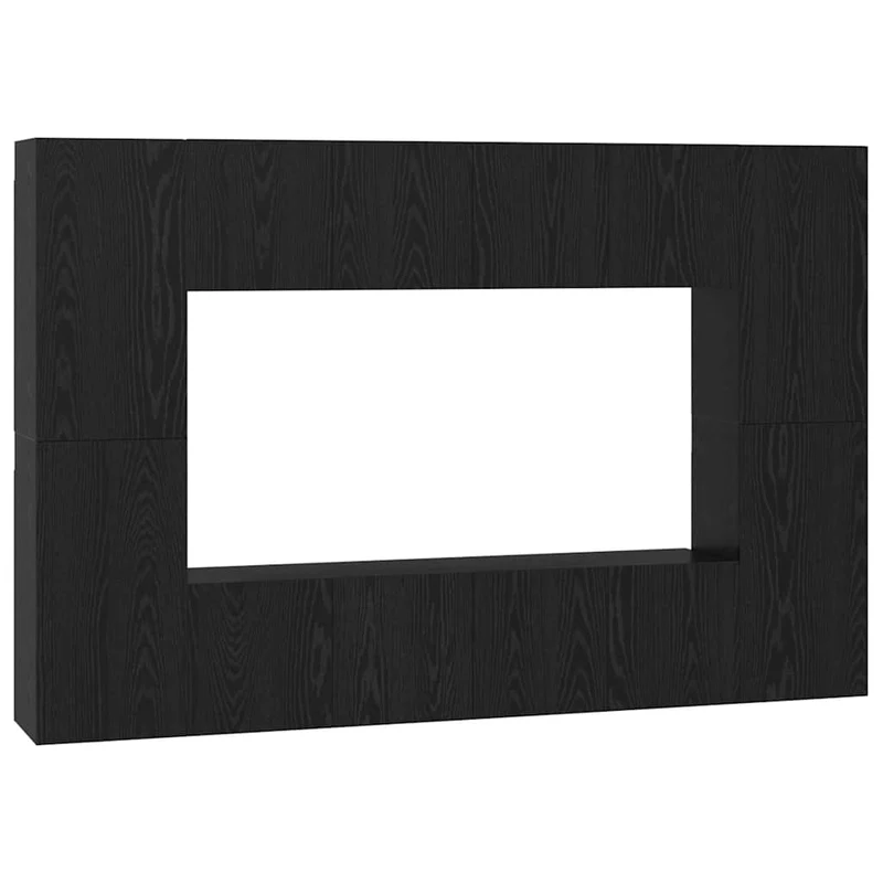 TV Cabinet Set 8 pcs Black Oak Engineered Wood