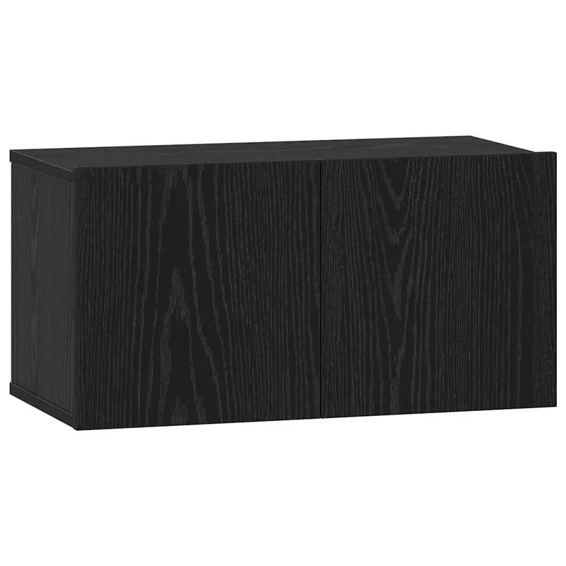 TV Cabinet Set 8 pcs Black Oak Engineered Wood