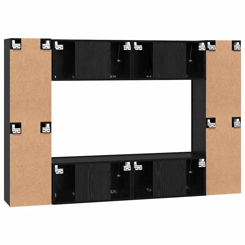 TV Cabinet Set 8 pcs Black Oak Engineered Wood