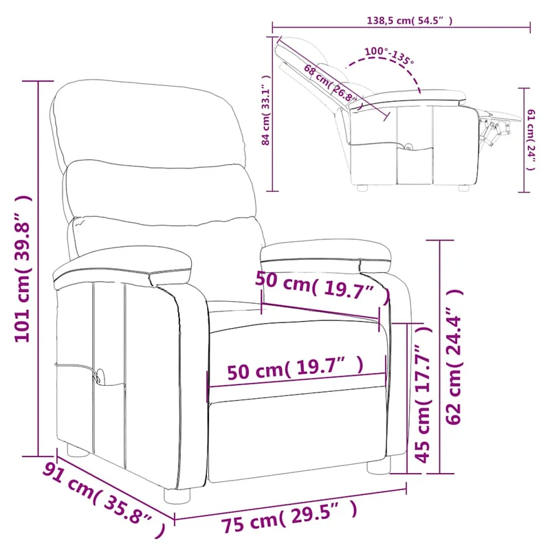 Massage Chair Light Grey Fabric