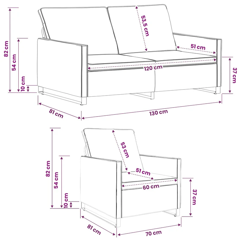 Sofa Set 2 pcs Dark Grey Faux Suede Fabric