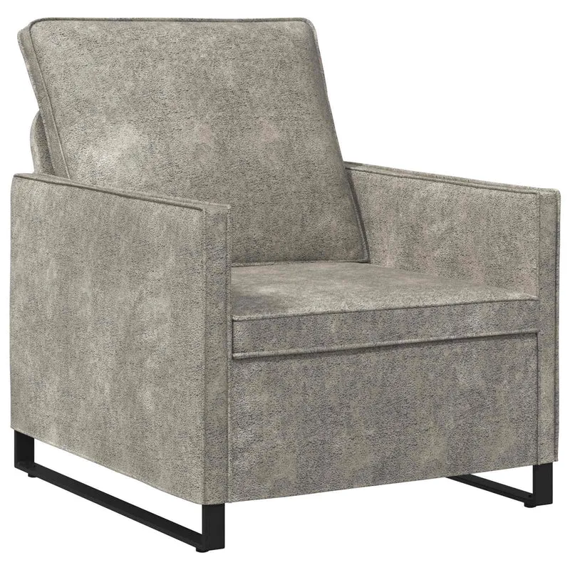 Sofa Set 2 pcs Light Grey Faux Suede Fabric