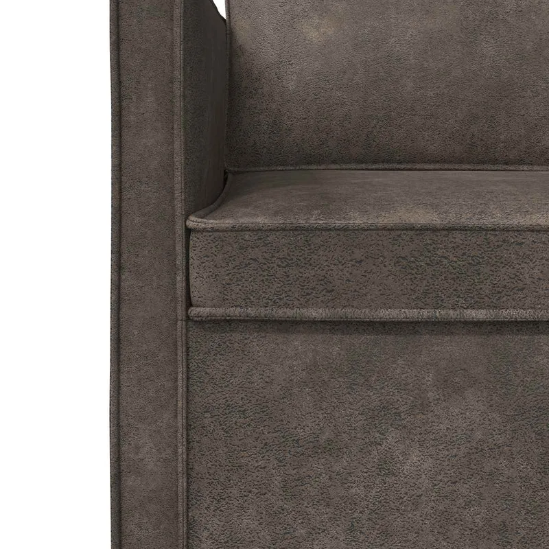 Sofa Set 2 pcs Dark Grey Faux Suede Fabric
