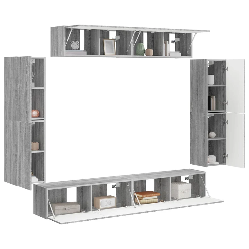 TV Cabinet 8 pcs Grey Sonoma Engineered Wood