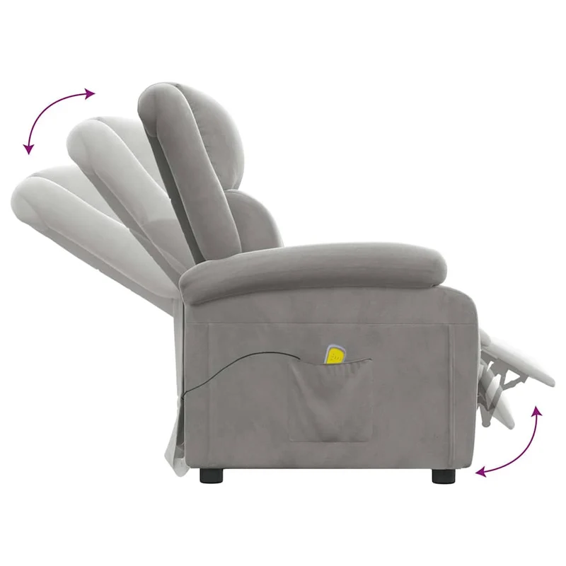 Massage Chair Light Grey Velvet