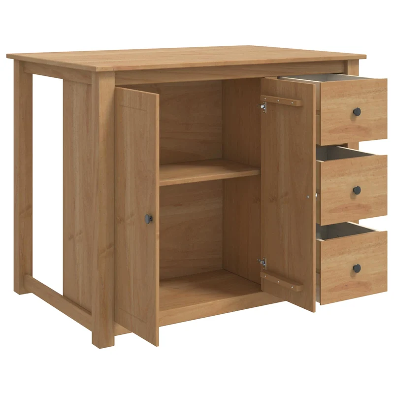 Kitchen Island Set PANAMA Honey Wax 112 x 77 x 90 cm Solid-Pine
