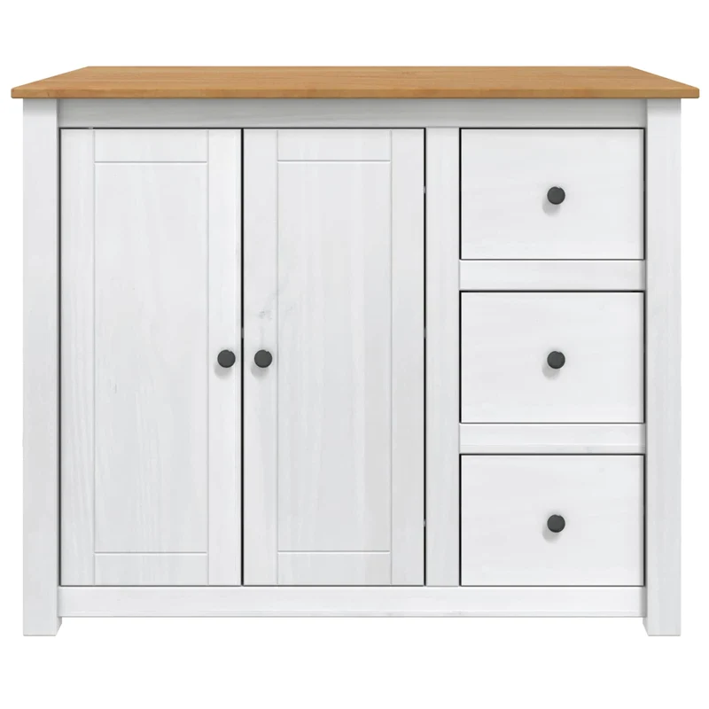 Kitchen Island Set PANAMA White and Honey Wax 112 x 77 x 90 cm